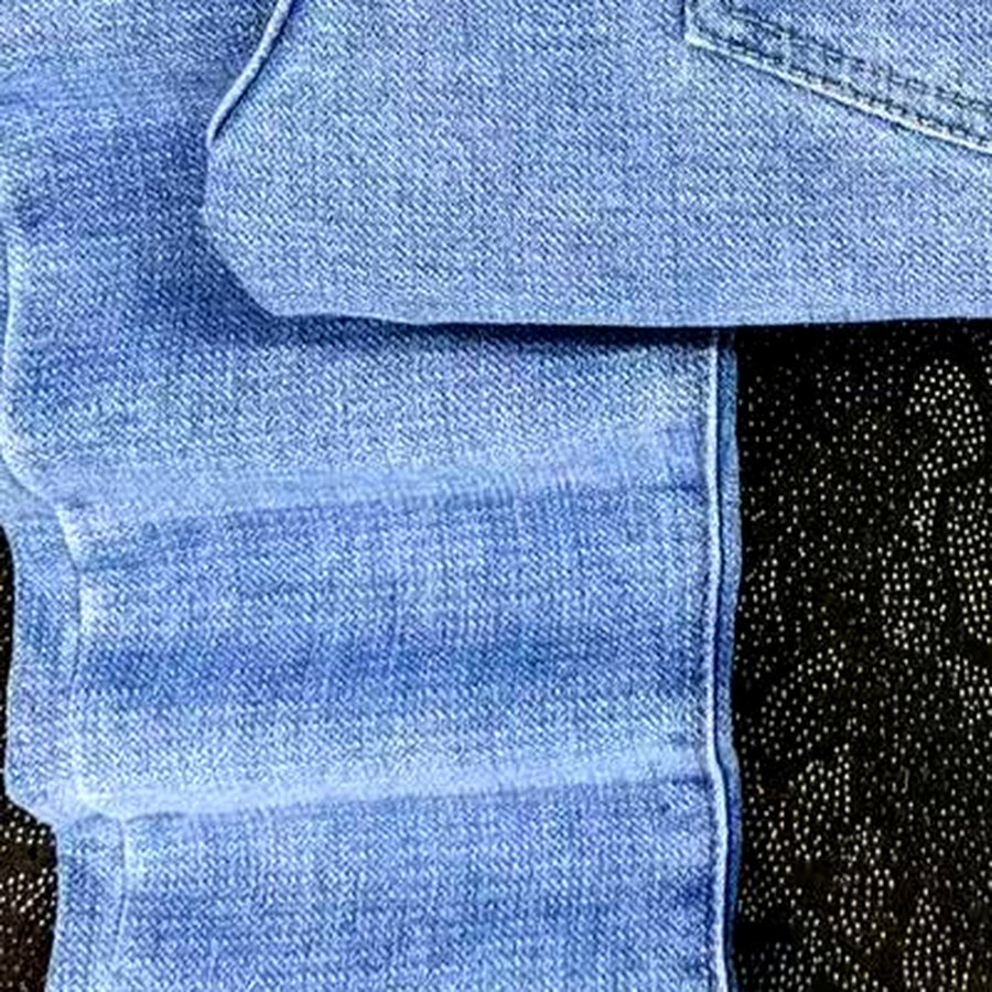 Close-up of light-wash denim